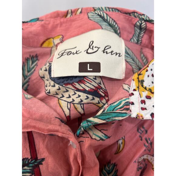 Fox and Hen Pink Ruffle Jungle Cats Button Down Dress MISSING BUTTON Size Large - Picture 7 of 9